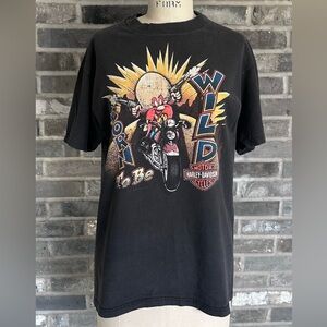 Vintage Y2K Harley Davidson Looney Tunes Chicago Taz Coyote Yosemite Sam T-Shirt